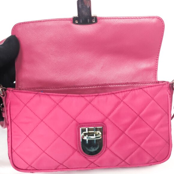 PRADA Tessuto Impunto Crossbody Shoulder Bag - Ibisco Pink - Picture 14 of 15